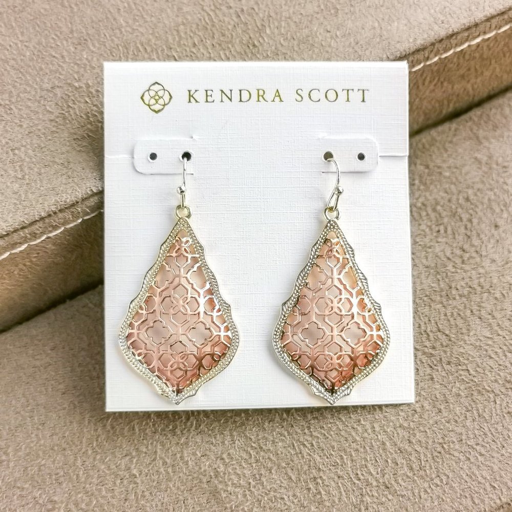 Addie / Drop Earrings Rose Gold Filigree Mix